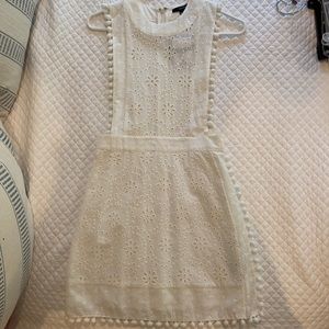 Forever 21 white embroidered Pom Pom dress